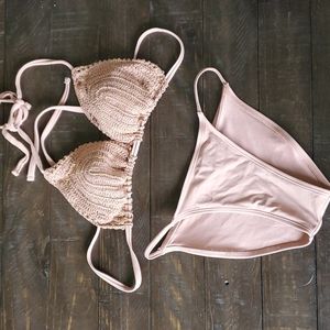 Xhilaration bikini nude mauve crochet